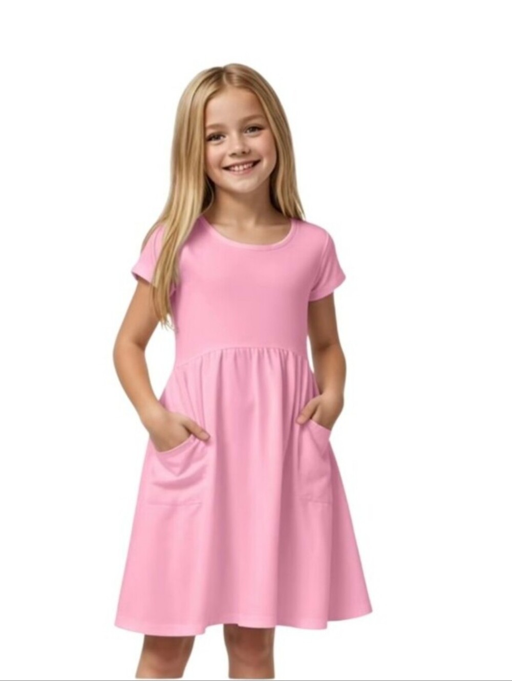 Cat & Jack Girls' Pink Short Sleeve Pocket Dress